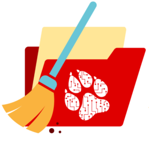 Cybersecurity Awareness Month is October 2023. Red folder with a broom.